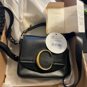 Chloe Mini C crossbody bag in Black